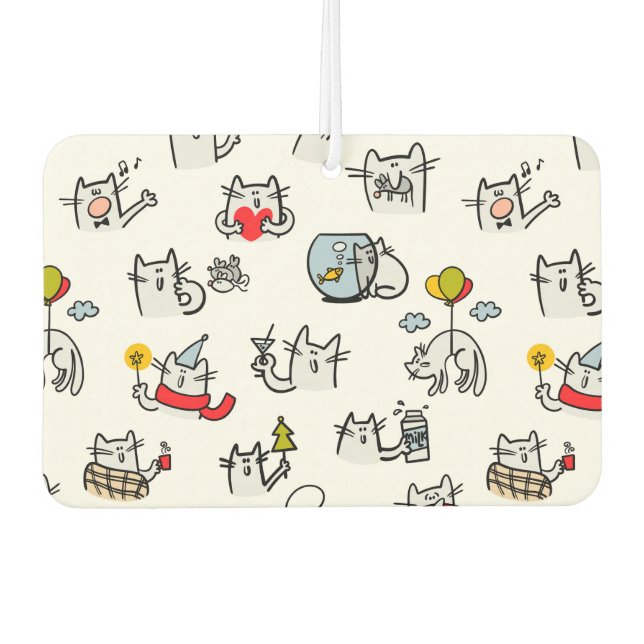 Funny cats, milk and magic. car air freshener (Front)