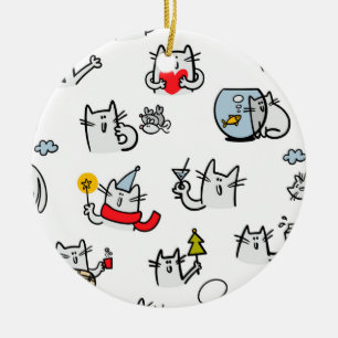 Funny cats, milk and magic. ceramic ornament