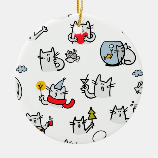 Funny cats, milk and magic. ceramic ornament (Front)