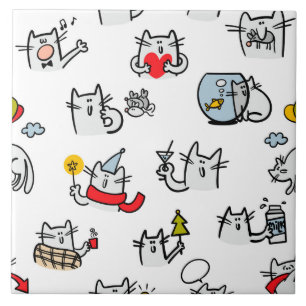 Funny cats, milk and magic. ceramic tile