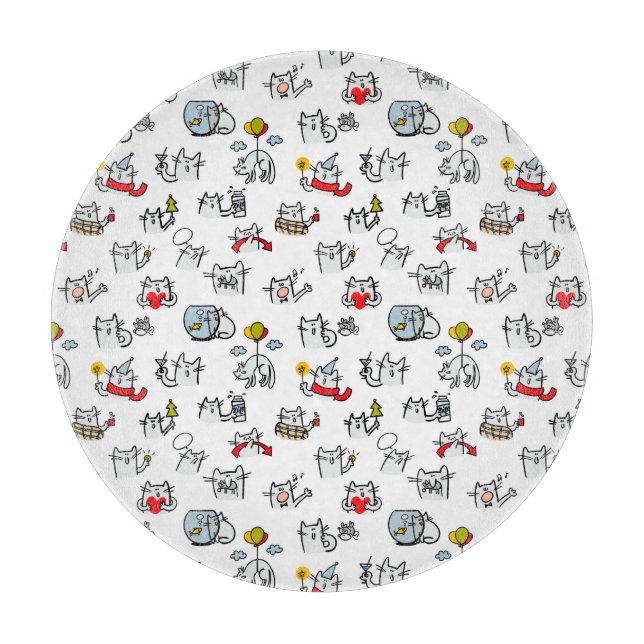 Funny cats, milk and magic. cutting board (Front)