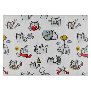 Funny cats, milk and magic. cutting board