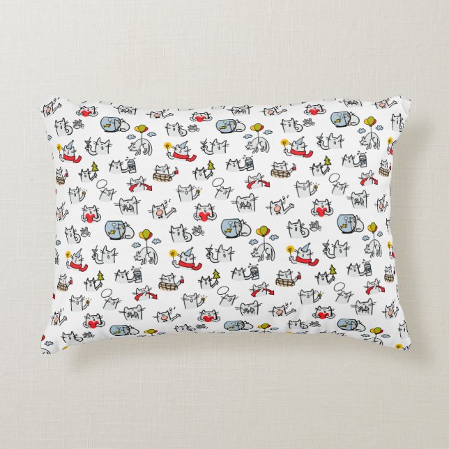 Funny cats, milk and magic. decorative cushion (Front)