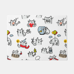 Funny cats, milk and magic. doormat