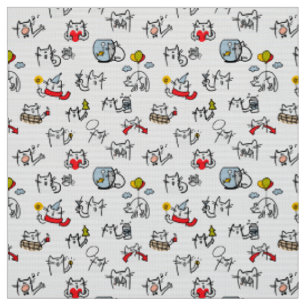 Funny cats, milk and magic. fabric