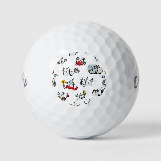 Funny cats, milk and magic. golf balls (Front)