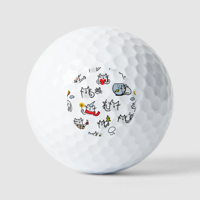 Funny cats, milk and magic. golf balls (Front)