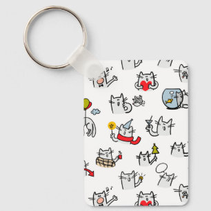 Funny cats, milk and magic. key ring