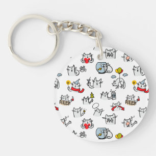 Funny cats, milk and magic. key ring