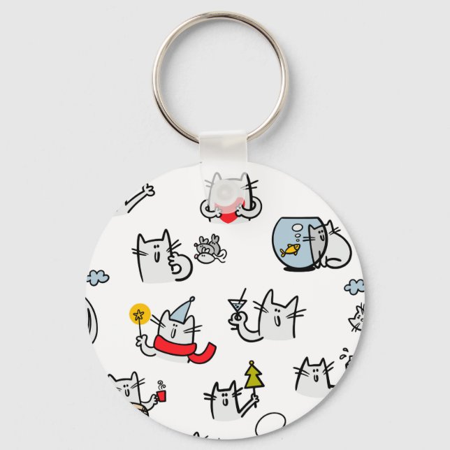Funny cats, milk and magic. key ring (Front)