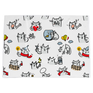Funny cats, milk and magic. large gift bag