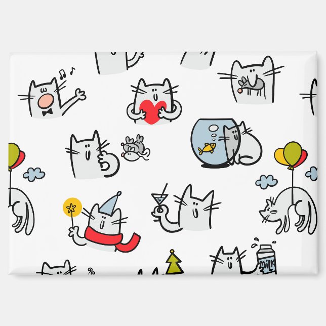 Funny cats, milk and magic. magnet (Front)