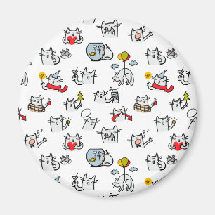 Funny cats, milk and magic. magnet