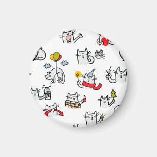 Funny cats, milk and magic. magnet