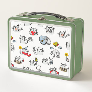 Funny cats, milk and magic. metal lunch box
