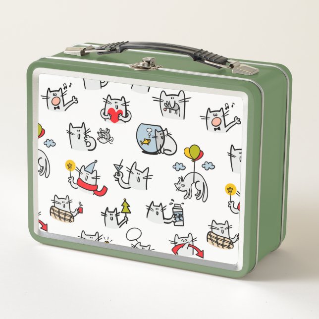 Funny cats, milk and magic. metal lunch box (Front)