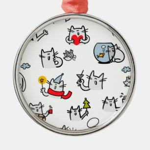 Funny cats, milk and magic. metal ornament