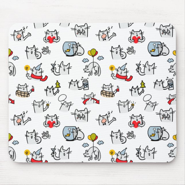 Funny cats, milk and magic. mouse pad (Front)