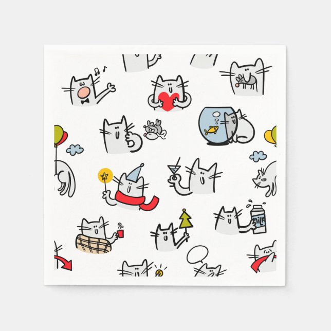 Funny cats, milk and magic. napkin (Front)