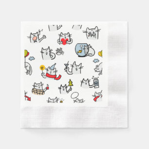 Funny cats, milk and magic. napkin