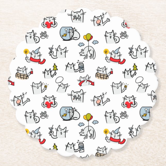 Funny cats, milk and magic. paper coaster (Front)