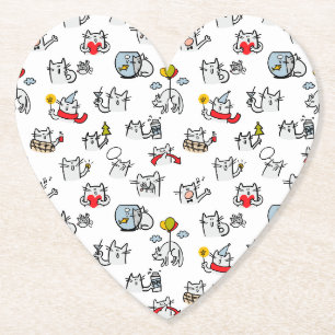 Funny cats, milk and magic. paper coaster
