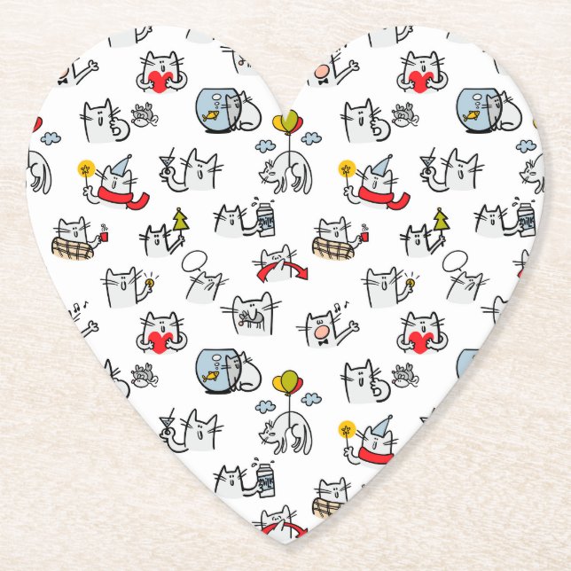 Funny cats, milk and magic. paper coaster (Front)
