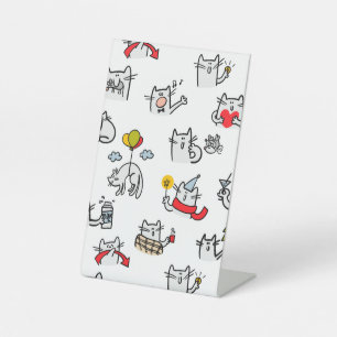 Funny cats, milk and magic. pedestal sign