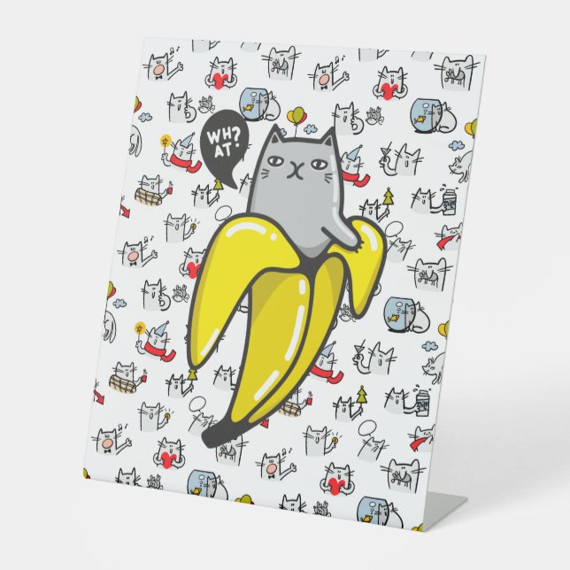Funny cats, milk and magic. pedestal sign (Front)