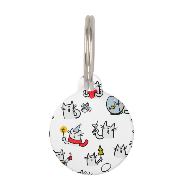 Funny cats, milk and magic. pet tag (Front)
