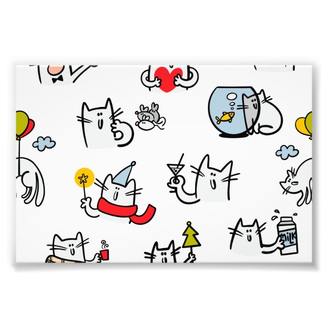 Funny cats, milk and magic. photo print (Front)