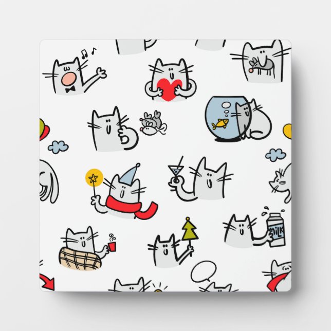 Funny cats, milk and magic. plaque (Front)