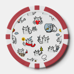 Funny cats, milk and magic. poker chips