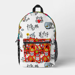 Funny cats, milk and magic. printed backpack