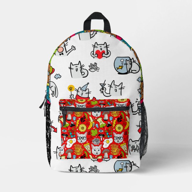 Funny cats, milk and magic. printed backpack (Front)