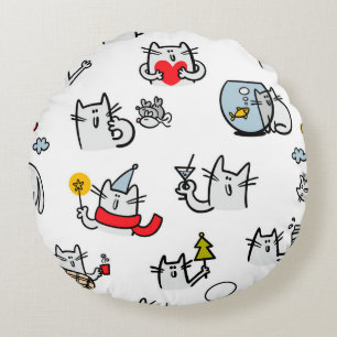 Funny cats, milk and magic round cushion