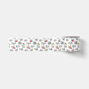 Funny cats, milk and magic. satin ribbon