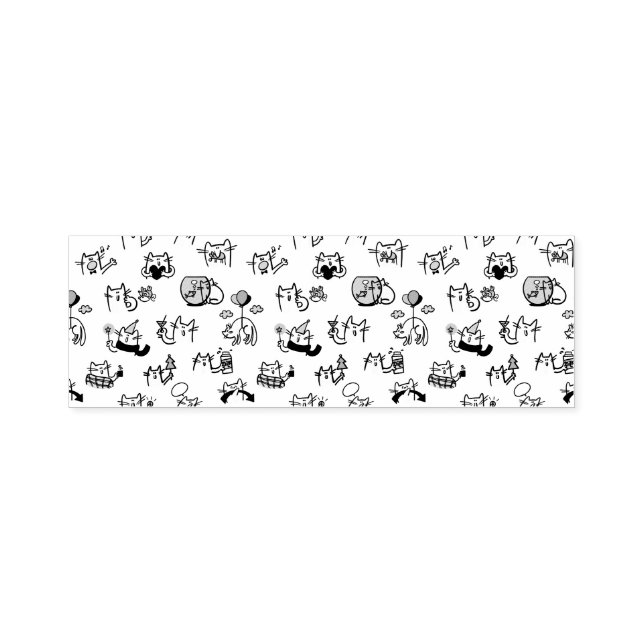 Funny cats, milk and magic. self-inking stamp (Design)