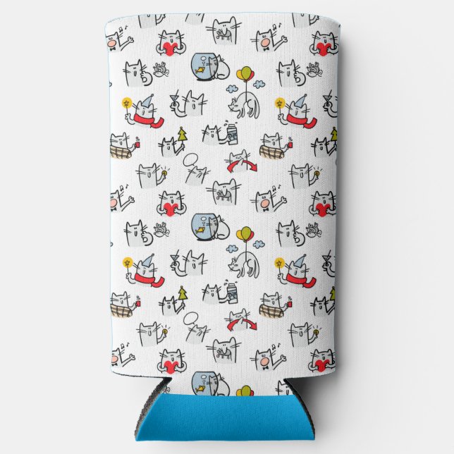Funny cats, milk and magic. seltzer can cooler (Front)