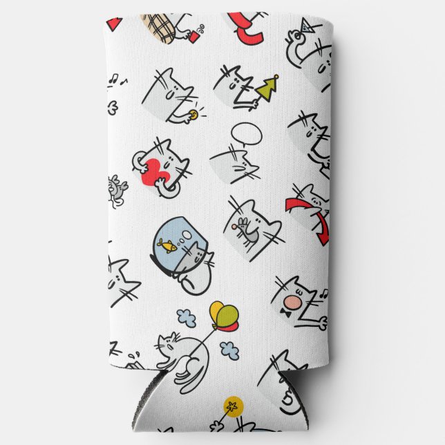 Funny cats, milk and magic. seltzer can cooler (Front)