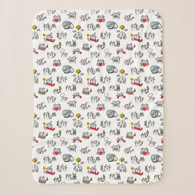 Funny cats, milk and magic. sherpa blanket (Front)