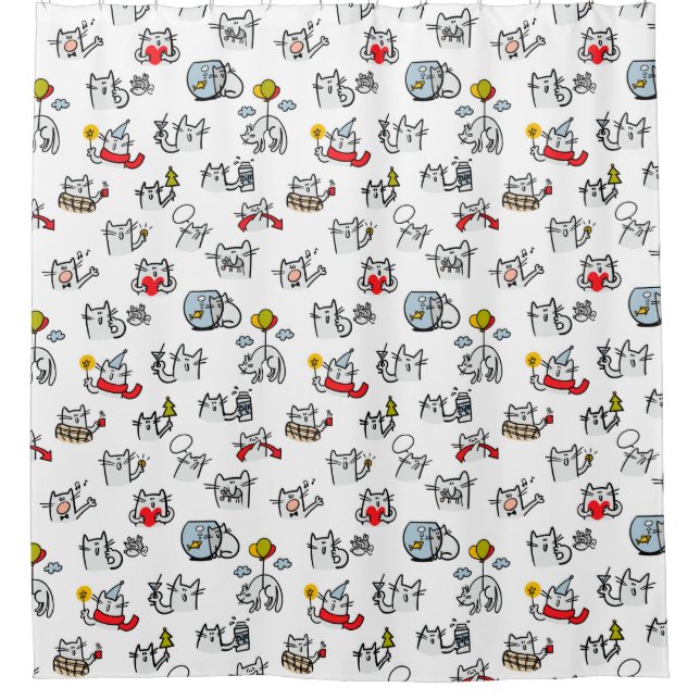 Funny cats, milk and magic. shower curtain (Front)