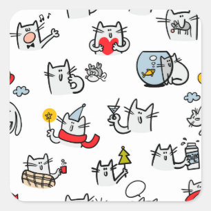Funny cats, milk and magic. square sticker