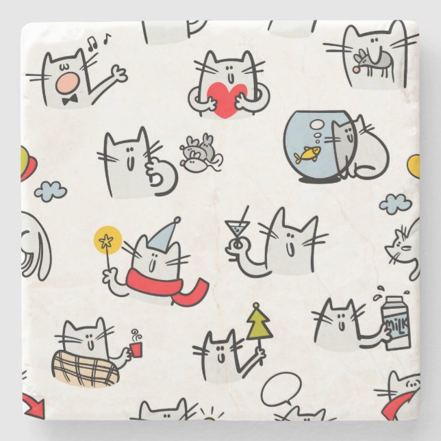 Funny cats, milk and magic. stone coaster (Front)