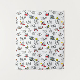 Funny cats, milk and magic. tapestry