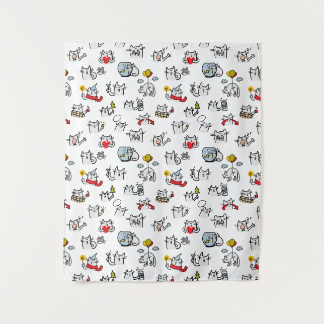 Funny cats, milk and magic. tapestry (Front)