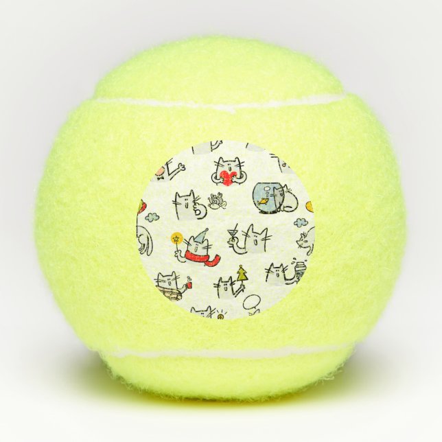 Funny cats, milk and magic. tennis balls (Front)