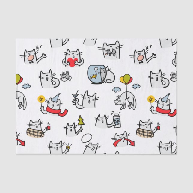 Funny cats, milk and magic. tissue paper (Front)