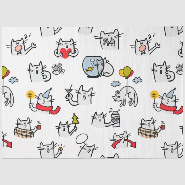 Funny cats, milk and magic. tissue paper (Front)