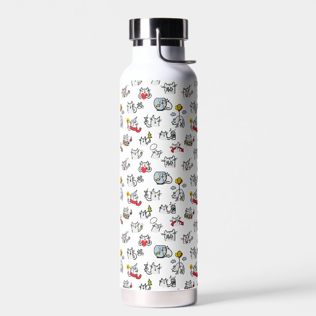 Funny cats, milk and magic. water bottle (Left)